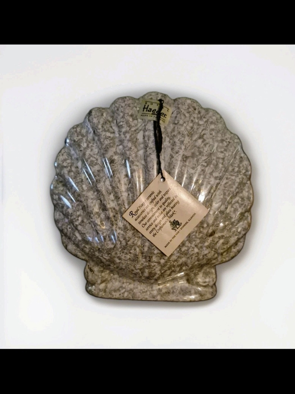 Haeger Gray Speckled Ceramic Shell Dish